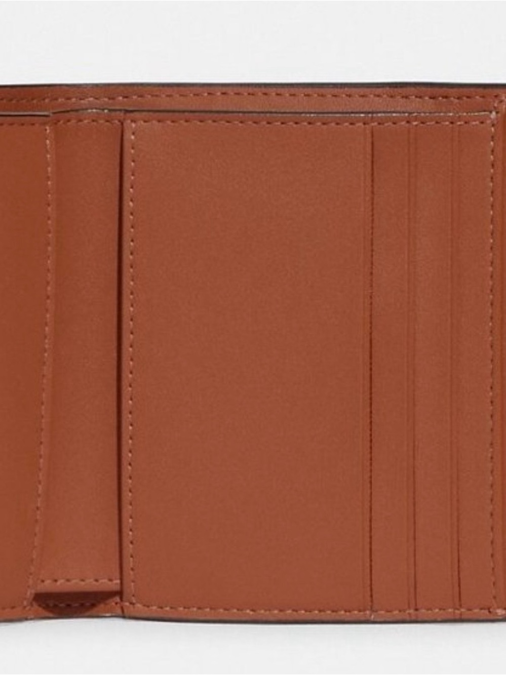 Coach Brown Floral Leather Compact Wallet with Tan Flowers - Picture 5 of 5